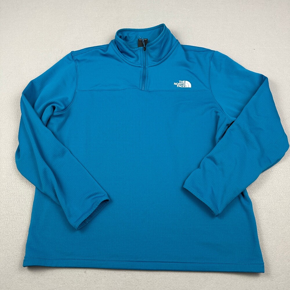 The North Face Sweater Men Extra Large Blue 1/4 Zip Grid Fleece Outdoor XL